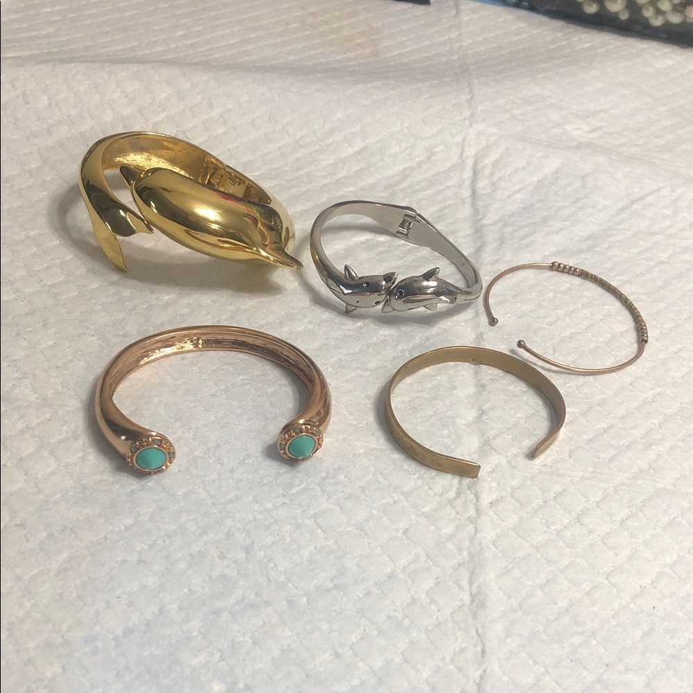 Vintage Mixed-Metal Bracelet Set with Turquoise Accents